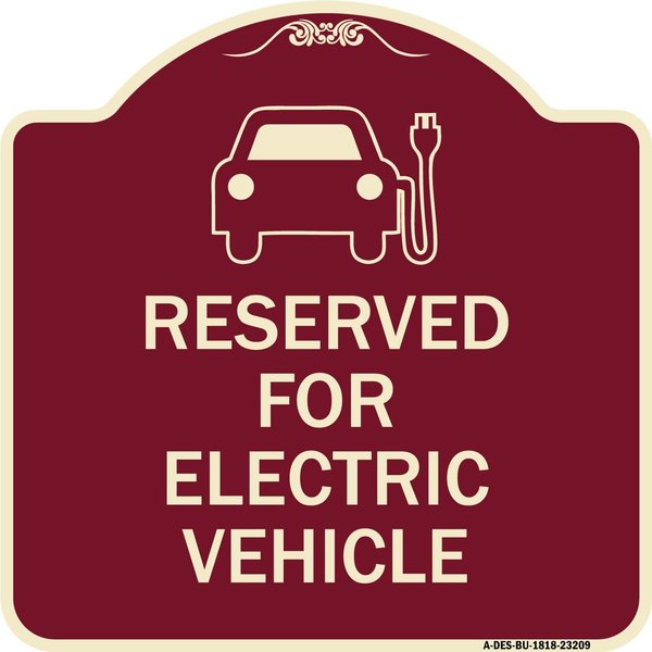 Signmission Reserved for Electric Vehicle W/ Graphic Heavy-Gauge Aluminum Sign, 18" x 18", BU-1818-23209 A-DES-BU-1818-23209